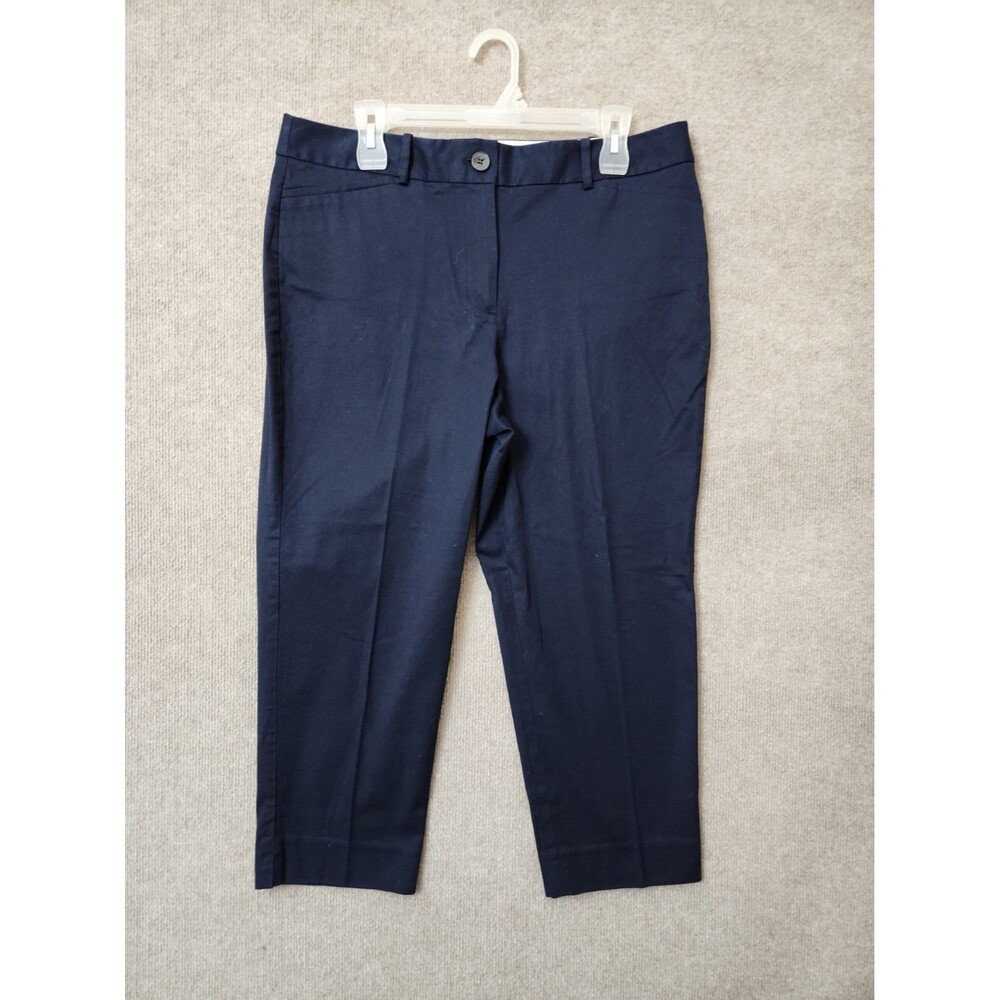 Talbots Perfect Crop Pants Womens 12 Petite Navy Blue Straight Leg Stretch NEW